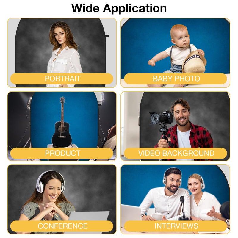 Kate Collapsible Backdrop Pop Up Backdrop Light Black&Blue Portable Background for Parties, Portrait, Video, Podcast, 5x6.5ft - Image 5